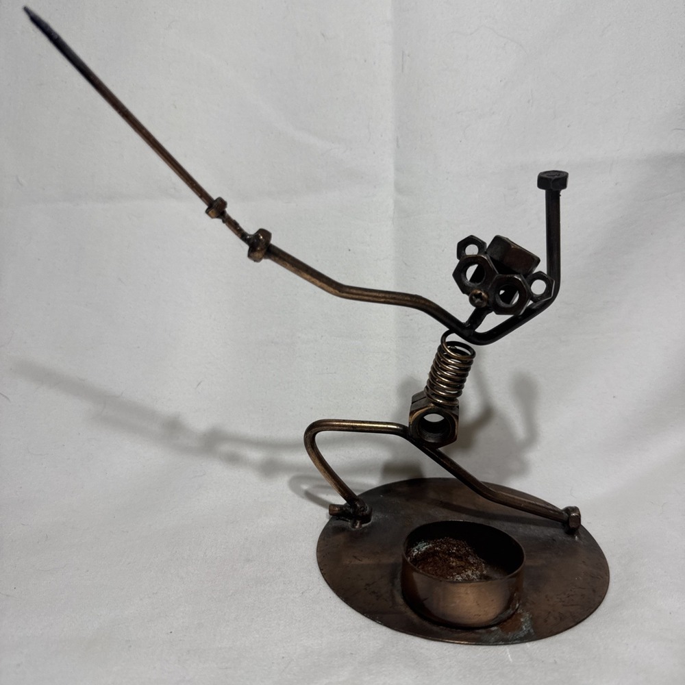 Nuts and Bolts Scrap Metal Sword Fighter Sculpture Tealight Holder‎ Metal ART